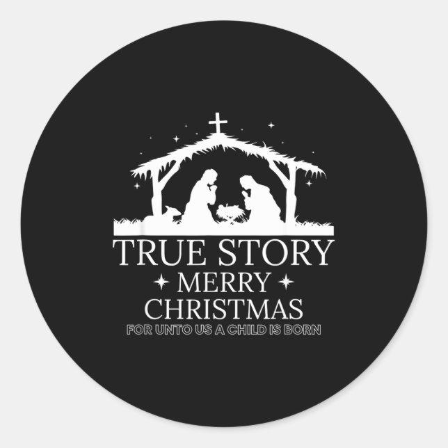Adesivo Redondo True Story Merry Christmas  (Frente)
