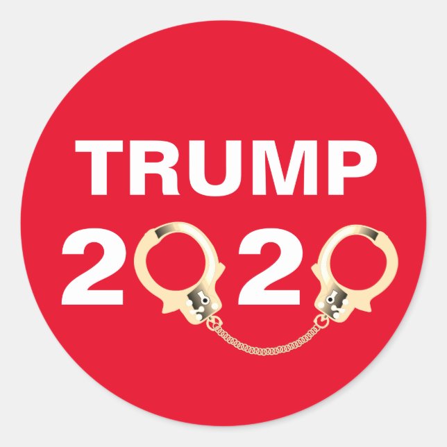 Adesivo Redondo Trump 2020 com algemas (Frente)