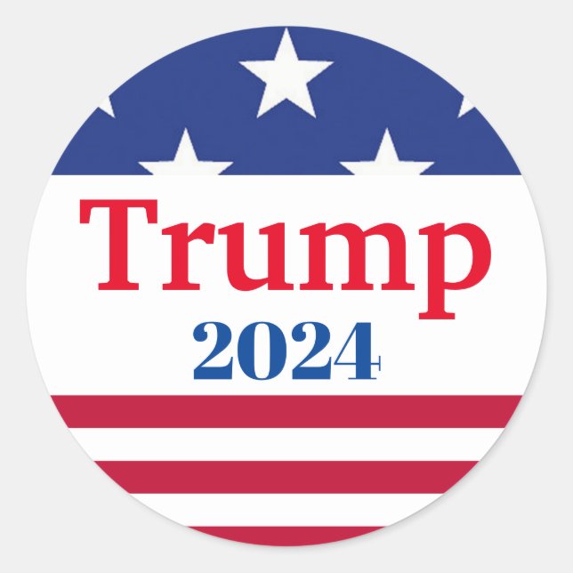 Adesivo Redondo Trump 2024 American Flag Patriotic (Frente)