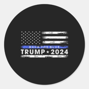 Adesivo Redondo Trump 2024 Back The Blue Thin Blue Line American