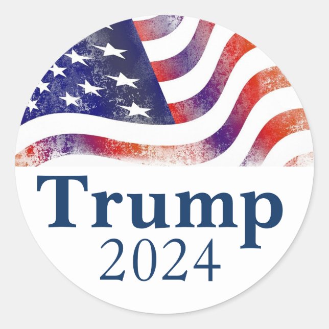 Adesivo Redondo Trump 2024 Faded American Flag Campaign (Frente)