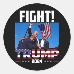 Adesivo Redondo Trump 2024 Fight Fist Rally Trump Rally 2024 Ameri