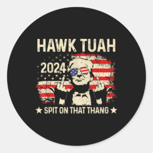 Adesivo Redondo Trump 2024 Flag Funny Hawk Tush Middle Finger 24 V