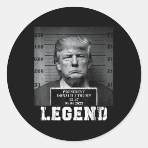 Adesivo Redondo Trump 2024 Mugshot Presidente Legend