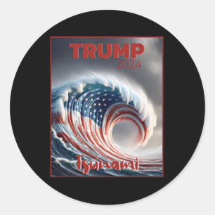 Adesivo Redondo Trump 2024 Onda Vermelha Tsunami EUA Eleição Votaç