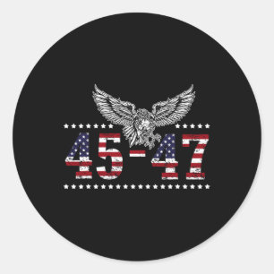Adesivo Redondo Trump 2024, Presidente 45 E 47, Bandeira Americana