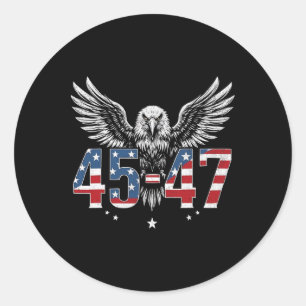 Adesivo Redondo Trump 2024, Presidente 45 E 47, Bandeira Americana