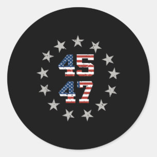 Adesivo Redondo Trump 2024, Presidente 45 E 47, Bandeira Americana