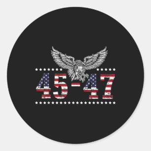 Adesivo Redondo Trump 2024, Presidente 45 E 47, Bandeira Americana