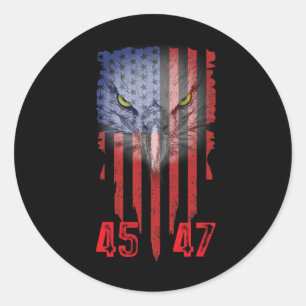 Adesivo Redondo Trump 2024, Presidente 45 E 47, Bandeira Americana