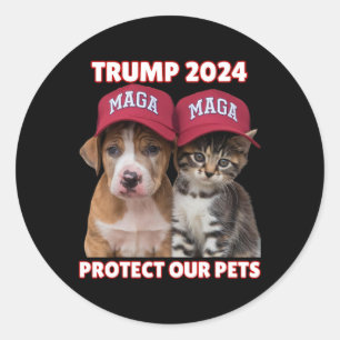 Adesivo Redondo Trump 2024 Proteja Nossos Animais Engraçados Comen