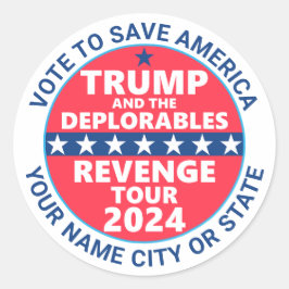 Adesivo Redondo Trump 2024 Revenge Tour desplorável Política