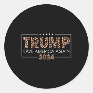 Adesivo Redondo Trump 2024 Salve a América Novamente o Presente de
