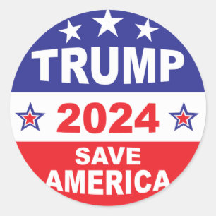 ADESIVO REDONDO TRUMP 2024 SALVE AMÉRICA