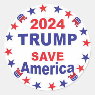 ADESIVO REDONDO TRUMP 2024 SALVE AMÉRICA