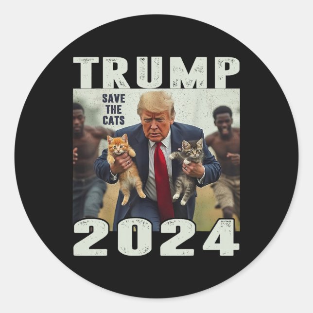 Adesivo Redondo Trump 2024 Salve Os Gatos Dizendo Debate (Frente)