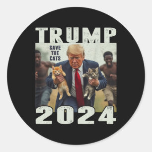 Adesivo Redondo Trump 2024 Salve Os Gatos Dizendo Debate