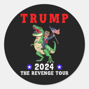 Adesivo Redondo Trump 2024 The Revenge Tour Andando Dinossauro Ame