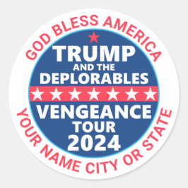 Adesivo Redondo Trump 2024 Vengeance Tour desalmia política