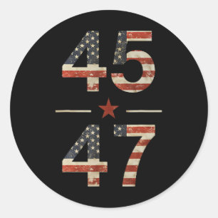 Adesivo Redondo Trump 2024 Vintage 45 47 America Flag Shirt For Wo