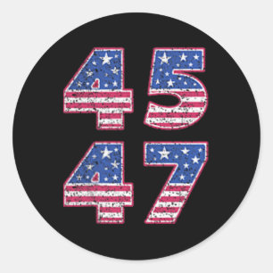 Adesivo Redondo Trump 2024 Vintage 45 47 America Flag Tee For Wome