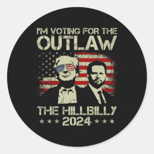 Adesivo Redondo Trump 2024 - Voto A Favor Do Outlaw E Do Hil