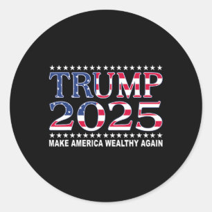 Adesivo Redondo Trump 2025 Bandeira dos EUA Faça a América Rica No