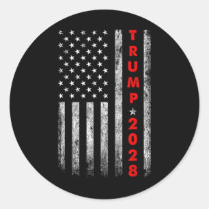 Adesivo Redondo Trump 2028 Vote Donald Trump América Flag Vinta