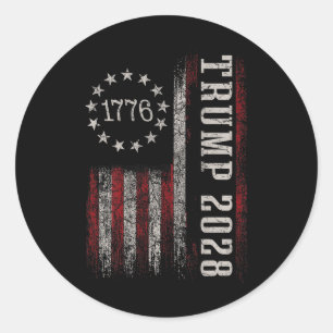 Adesivo Redondo Trump 2028 Vote Donald Trump América Flag Vinta