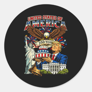 Adesivo Redondo Trump 250º aniversário da américa 250 anos 4 de