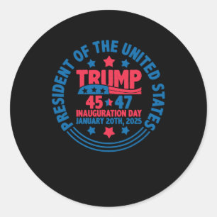 Adesivo Redondo Trump 45 47 Dia da Inauguração Presidente Diversão