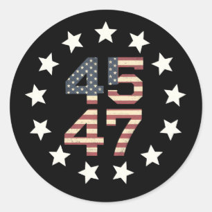 Adesivo Redondo Trump 45 47 Estrelas Bandeira Americana Vintage EU