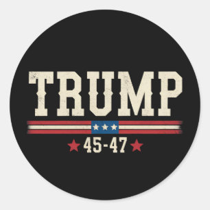 Adesivo Redondo Trump 45 47 EUA Flag Retro Vintage