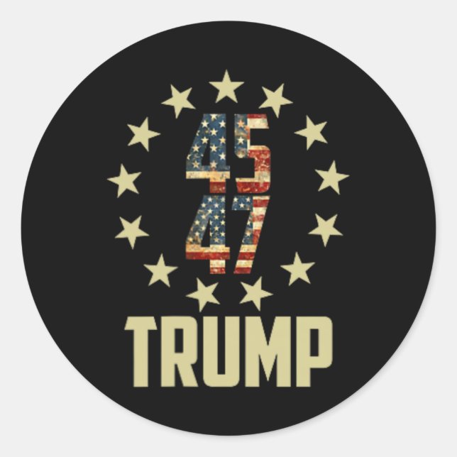 Adesivo Redondo Trump 45 47 Mega Potus (Frente)