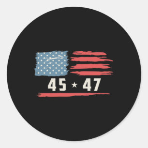 Adesivo Redondo Trump 45 47 Presidente Vintage American Flag 2024
