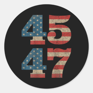 Adesivo Redondo Trump 45 47 Vintage American Flag Retro 4547