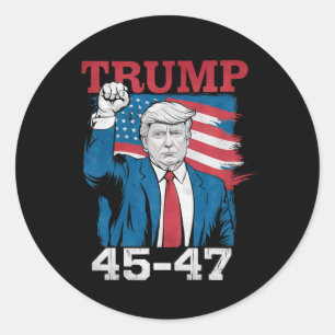 Adesivo Redondo Trump 45 47 Vintage Retro Bandeira Americana dos E