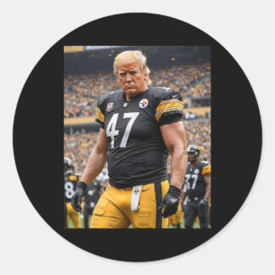 Adesivo Redondo Trump 47 Jogador de Futebol Fittsburgh Funny