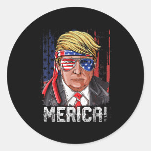 Adesivo Redondo Trump 4 De Julho Merica Men Women Usa American Fl