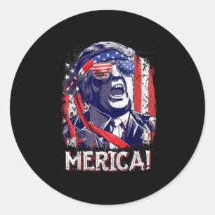 Adesivo Redondo Trump 4 De Julho Merica Men Women Usa American Fl