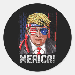 Adesivo Redondo Trump 4 De Julho Merica Men Women Usa American Fl