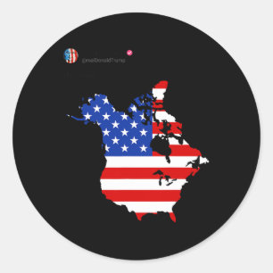 Adesivo Redondo Trump 51 State Of American Canada Flag United