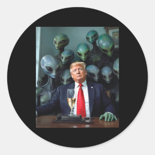 Adesivo Redondo Trump Alienígenas Escritório Foto Uap Ufo Extrater