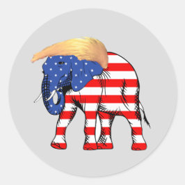 Adesivo Redondo Trump Bad Hair Elephat Presidente ZSSG