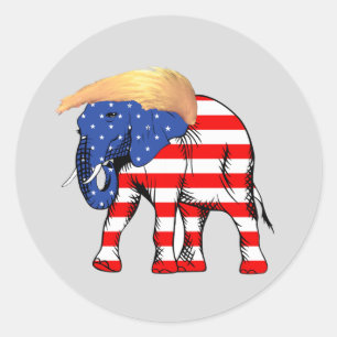 Adesivo Redondo Trump Bad Hair Elephat Presidente ZSSG