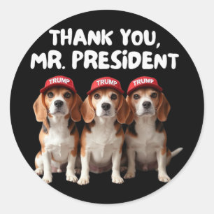 Adesivo Redondo Trump Beagles For Trump Supporter Dog Owner Man Wo