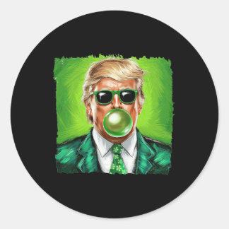 Adesivo Redondo Trump Blowing Bubble Gum St. Patrick's Day Green S