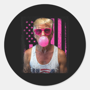 Adesivo Redondo Trump Bubble Gum Pink Pulga Sinalizador Americano 