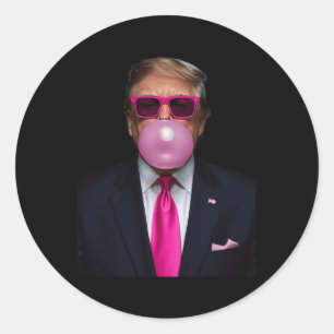 Adesivo Redondo Trump Bubble Gum Shirt 2024 Votação Presidente Fun