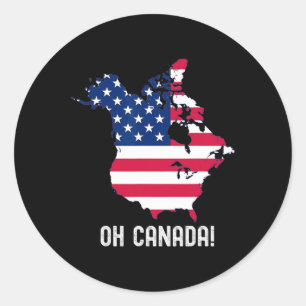 Adesivo Redondo Trump Canada Usa 51rua State Map American Flag